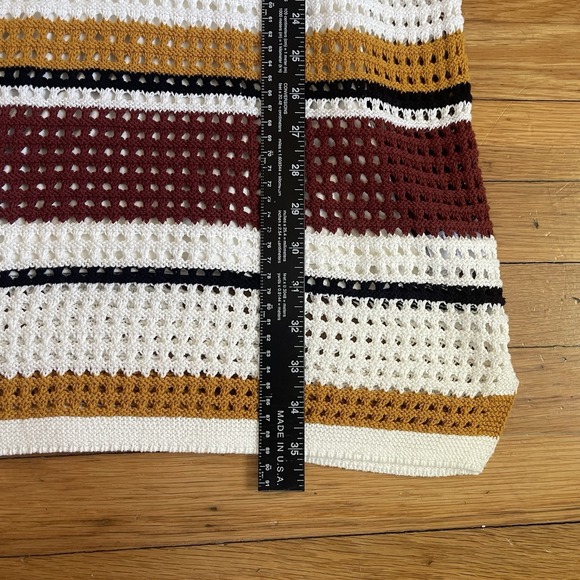 NWT Nine West Women's XS Cotton Crochet Dress White Brown Striped Sleeveless - Picture 11 of 11